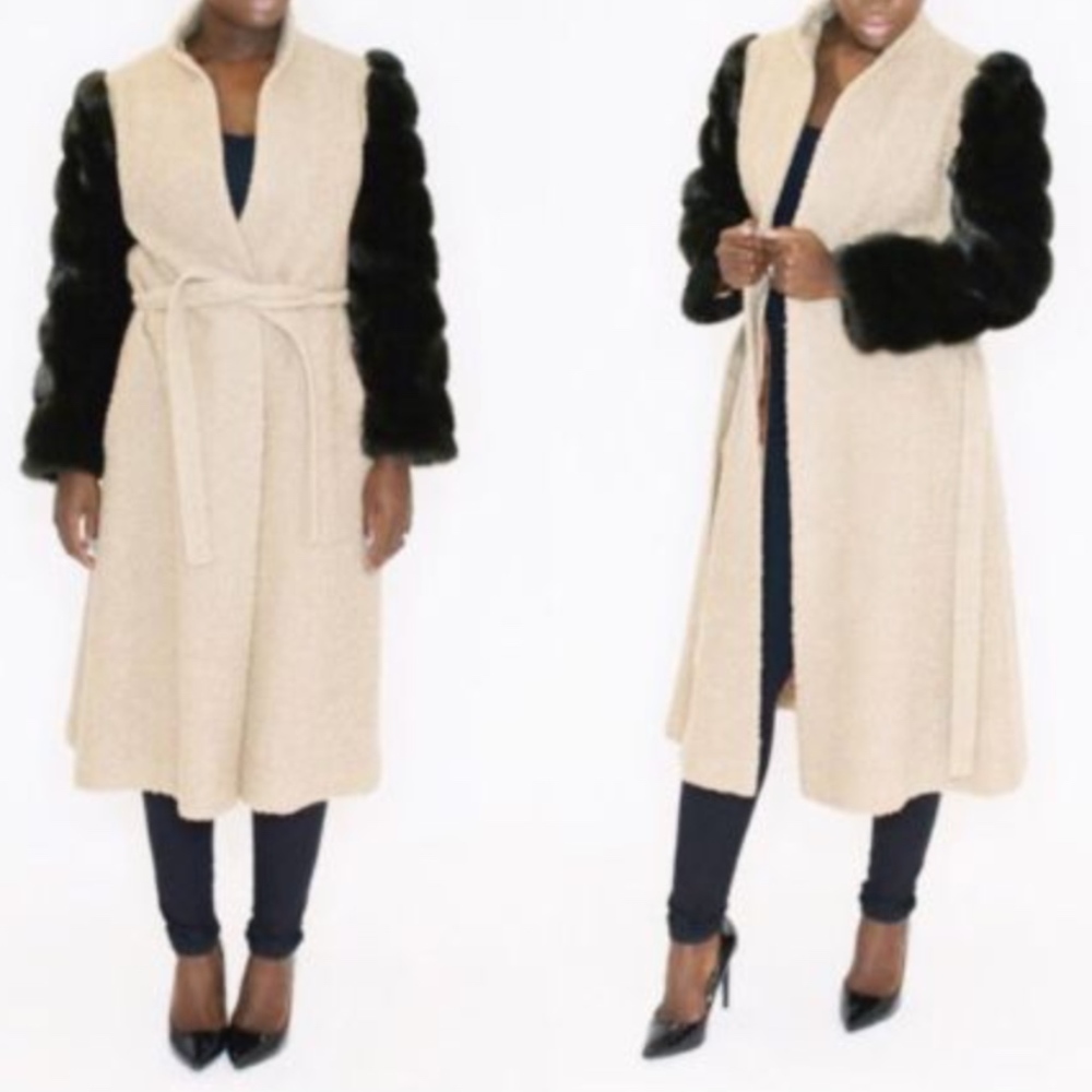 Vintage Faux Fur Coat Long Women's Jacket Small